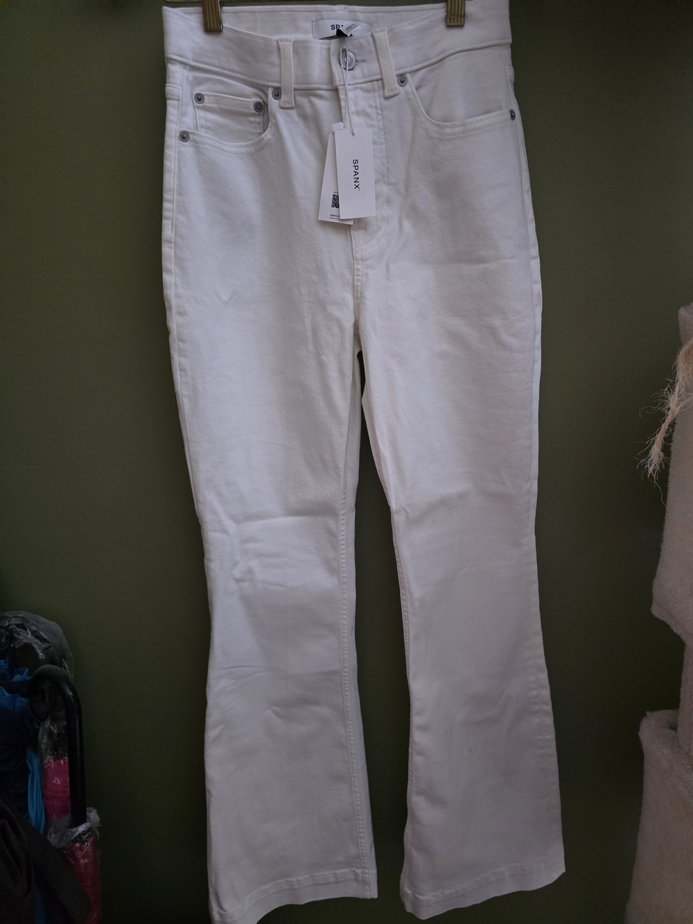 SPANX White High-Rise Flare Jeans